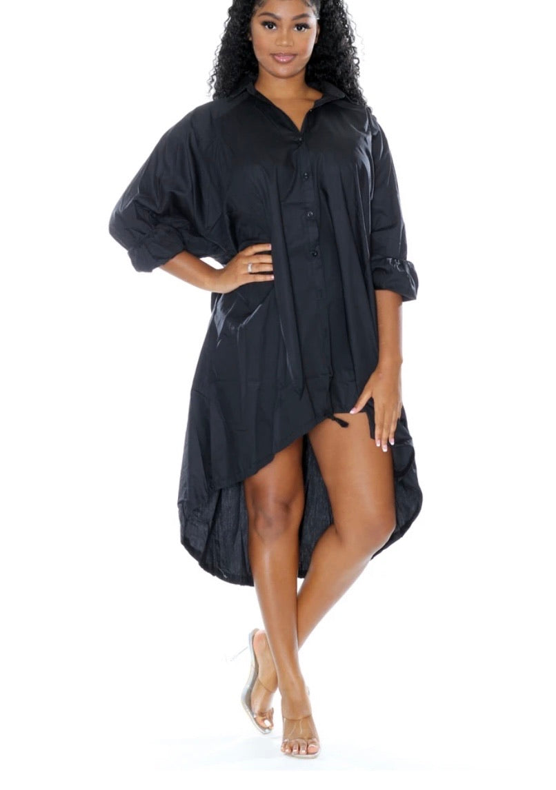 Solid Oversize T-Shirt Dress  (one size fits all)