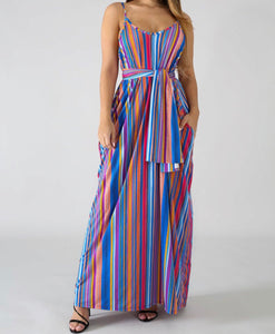 Stripe Maxi Dress w/Scarf